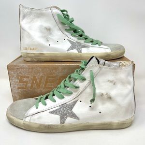 Golden Goose Francy High Top White Leather Sneakers EU 39 US 9